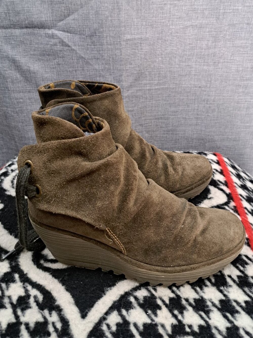 Fly London Yip Suede Wedge Ankle Booties Womens US Size 7 EU 37 - Picture 2 of 12